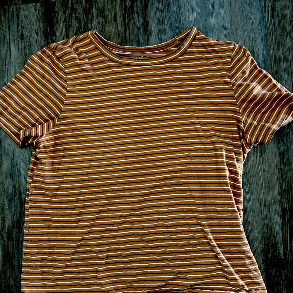 Universal Thread- rustic orange comfortable T-Shirt with white and blue stripes